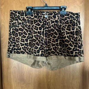 H&M Leopard Print Denim Shorts Size 12